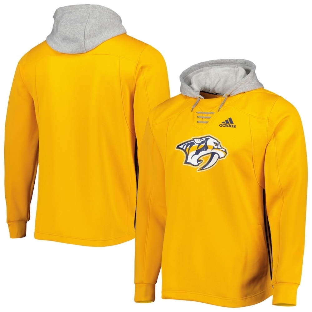 Men's Nashville Predators adidas Gold Skate Lace Primeblue Team Pullover Hoodie